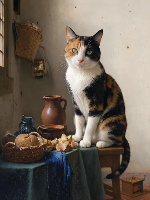 A pet painted into The Milkmaid