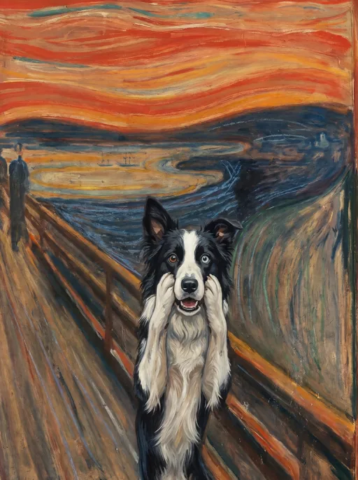 A pet painted into The Scream