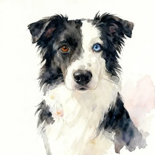 Border Collie watercolor pet portrait