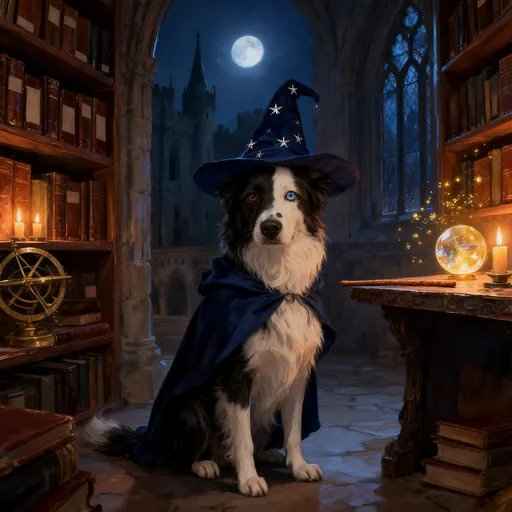 Border Collie wizard pet portrait