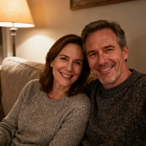 Example: a couple on a sofa (AI-generated, fictional people)