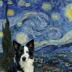 Border Collie in The Starry Night